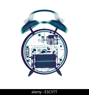X-ray of a ringing mechanical alarm clock Stock Photo