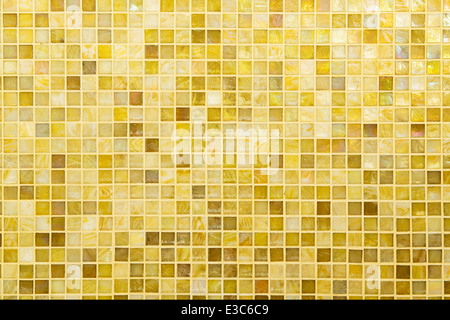 Texture: Beautiful yellow modern mosaic tile on wall. Stock Photo