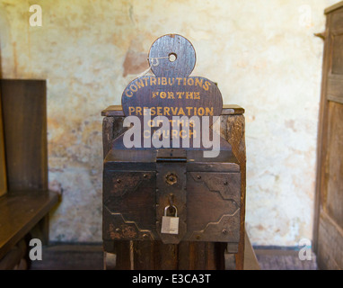 Heath Chapel collection box, Heath, Shropshire, England. Stock Photo