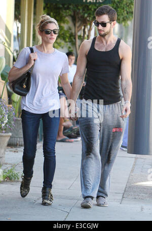 Ashley Greene walking with her boyfriend in Studio City  Featuring: Ashley Greene Where: Los Angeles, California, United States When: 29 Sep 2013 Stock Photo