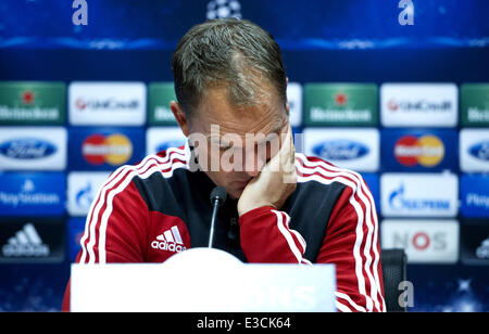 Frank de Boer of Ajax speaks at a press conference at the Amsterdam Arena ahead of the teams Champions League game against A.C. Milan  Featuring: Frank de Boer Where: Amsterdam, Netherlands When: 01 Oct 2013 Stock Photo