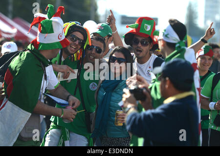 June 22, 2014 - Porto Alegre, Brazil - PORTO ALEGRE BRAZIL--22 June: algerian supporters before the match between South Korea and Algeria in the group stage of the 2014 World Cup, for the group H match at the Beira Rio stadium, on June 2, 2014. Photo: Edu Andrade/Urbanandsport /Nurphoto  (Credit Image: © Edu Andrade/NurPhoto/ZUMAPRESS.com) Stock Photo