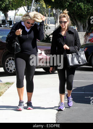 Ashley Benson, wearing a winter coat, arrives at a gym for a workout  Featuring: Ashley Benson Where: Los Angeles, California, United States When: 12 Oct 2013 Stock Photo