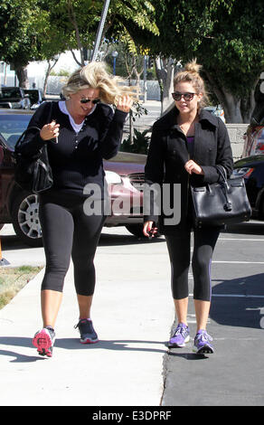 Ashley Benson, wearing a winter coat, arrives at a gym for a workout  Featuring: Ashley Benson Where: Los Angeles, California, United States When: 12 Oct 2013 Stock Photo