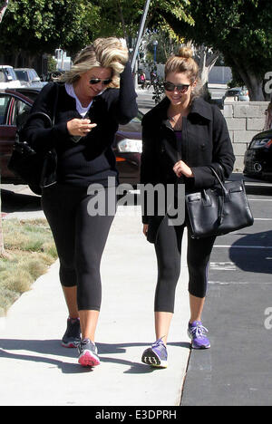 Ashley Benson, wearing a winter coat, arrives at a gym for a workout  Featuring: Ashley Benson Where: Los Angeles, California, United States When: 12 Oct 2013 Stock Photo