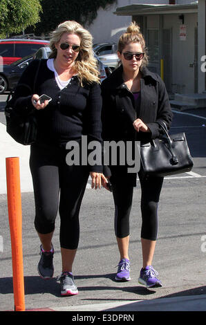 Ashley Benson, wearing a winter coat, arrives at a gym for a workout  Featuring: Ashley Benson Where: Los Angeles, California, United States When: 12 Oct 2013 Stock Photo