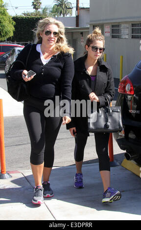 Ashley Benson, wearing a winter coat, arrives at a gym for a workout  Featuring: Ashley Benson Where: Los Angeles, California, United States When: 12 Oct 2013 Stock Photo