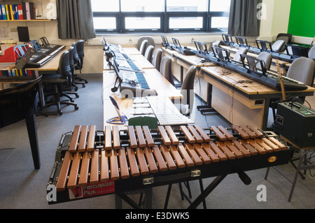 Music classroom in a modern secondary school. Stock Photo