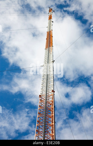 Cellular network guyed antenna tower , Finland Stock Photo