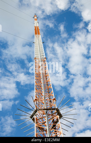 Cellular network guyed antenna tower , Finland Stock Photo