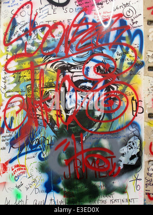 Graffiti on the wall of Serge Gainsbourg's house, rue de Verneuil,Paris,left bank,France Stock Photo