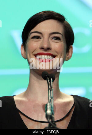 Victory Fund Champagne Brunch held at The Beverly Hilton Hotel  Featuring: Anne Hathaway Where: Beverly Hills, California, United States When: 20 Oct 2013 Stock Photo