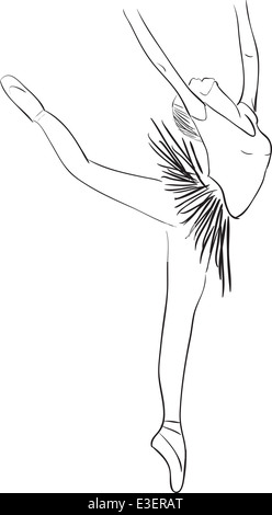 Simple outline vector silhouette dancing girl ballerina Stock Photo