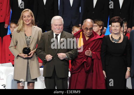 13th Summit of Nobel Prize winners in Poland  Featuring: Sharon Stone,Lech Walesa,Dalai Lama,Hanna Gronkiewicz-Waltz Where: Warsaw, Poland When: 23 Oct 2013 Stock Photo