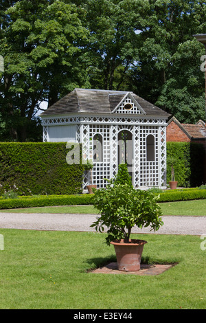 A William and Mary house with an eighteenth century orangery, an ice house and two domed nineteenth century gazebos. Stock Photo