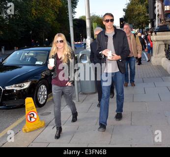 Pro Skateboarder Tony Hawk & girlfriend Cathy Goodman spotted walking with coffees at The Shelbourne Hotel...  Featuring: Cathy Goodman,Tony Hawk Where: Dublin, Ireland When: 01 Nov 2013 Stock Photo