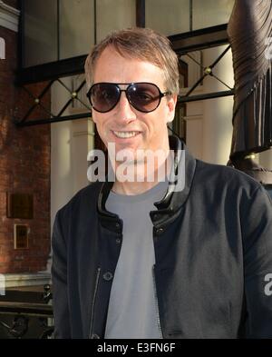 Pro Skateboarder Tony Hawk & girlfriend Cathy Goodman spotted walking with coffees at The Shelbourne Hotel...  Featuring: Tony Hawk Where: Dublin, Ireland When: 01 Nov 2013 Stock Photo