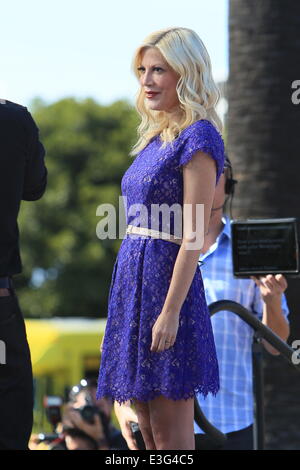 Tori Spelling seen at Universal Studios where she is interviewed by Mario Lopez for entertainment show Extra.  Featuring: Tori Spelling Where: Los Angeles, California, United States When: 06 Nov 2013 Stock Photo