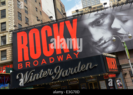 Winter Garden Theater, Rocky Billboard on Broadway, New York Stock Photo