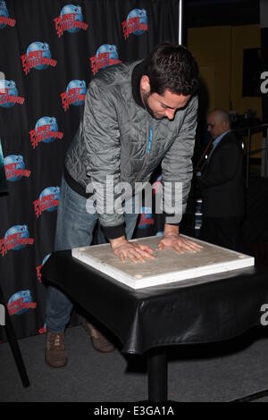 PH Presents Zachary Levi Promotes His Starring Role As Fandral in Marvel's Thor, The Dark World with A handprint Ceremony  Featuring: Zachary Levi Where: NYC, New York, United States When: 08 Nov 2013 Stock Photo