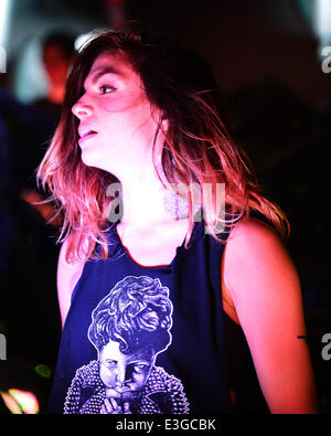 Krewella performs at The Fillmore Miami Beach at Jackie Gleason Theater on their 'Get Wet Live' tour  Featuring: Jahan Yousaf,Krewella Where: Miami Beach, Florida, United States When: 08 Nov 2013 Stock Photo