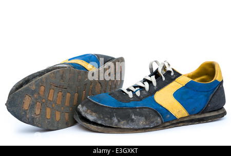 pair of old shoes on white background Stock Photo