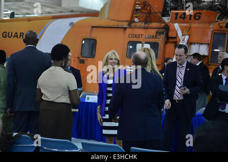 Dr. Jill Biden visits Broward College Aviation Institute and addresses a group of educators to discuss the recent selection of Broward College to lead a 4.5 million grant to twelve schools in seven states focused on training workers for careers in supply Stock Photo