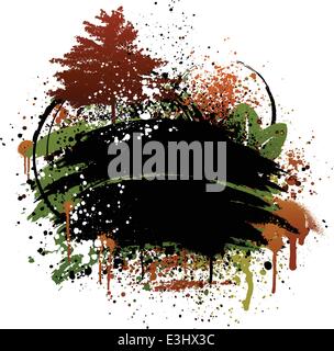 Black, brown, and green autumn fall grunge frame design Stock Vector