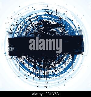 Circular grunge banner background design with paint splatter Stock Vector