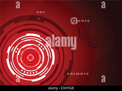 Red mechanical concentric circle abstract background design Stock Vector