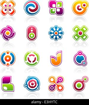 Set of 16 colorful abstract design elements and graphics Stock Vector