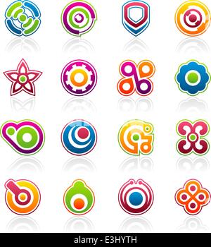 Set of 16 colorful abstract design elements and graphics Stock Vector
