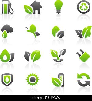 Set of 16 environmental green icons and graphics Stock Vector