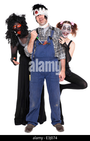 three creepy halloween creatures isolated on white Stock Photo