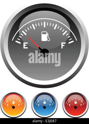 Dashboard gas gauge icons in 4 colors Stock Vector