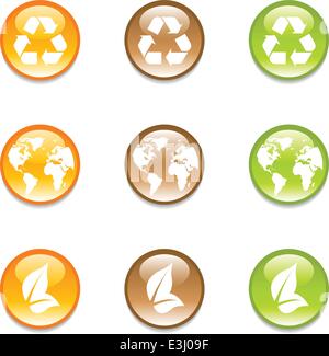 Set of recycling earth icons in 3 colors Stock Vector