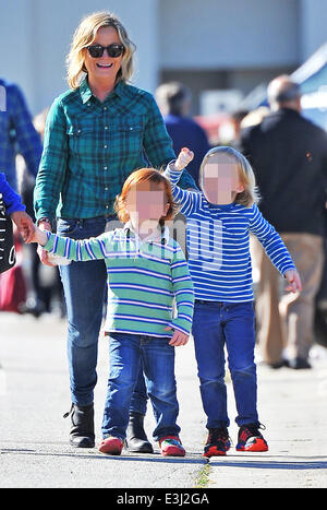 Amy Poehler takes her children Archie and Abel Arnett to a local Farmer ...