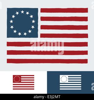 Original vintage American flag design with 13 stars Stock Vector