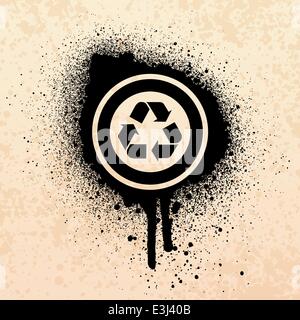 Black graffiti spray paint recycle symbol icon Stock Vector