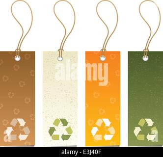 Set of 4 tags with recycling icons Stock Vector
