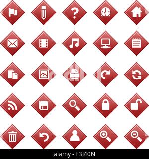 Red diamond icons on white background Stock Vector