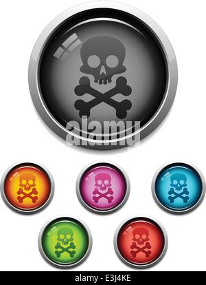 Glossy skull button icon set in 6 colors Stock Vector