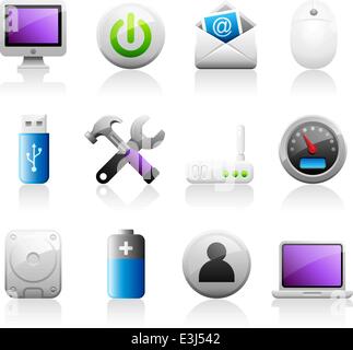 Set of 12 Titanium Series computer icons Stock Vector