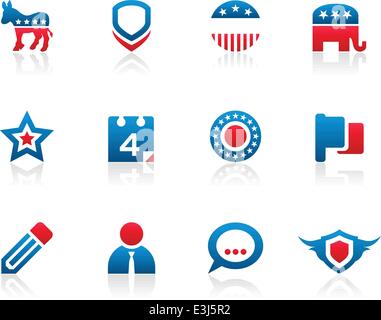 Set of 12 political election campaign icons and graphics Stock Vector