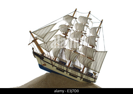 sailing-ship under full sails on white background Stock Photo