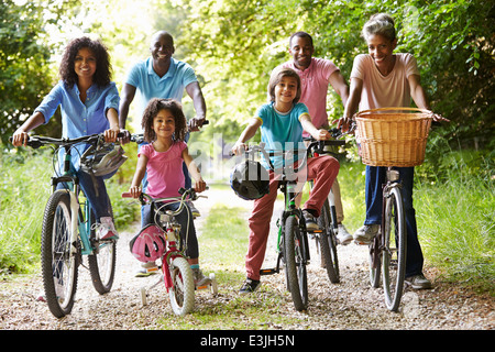 Multi Generation African American Family On Cycle Ride Stock Photo