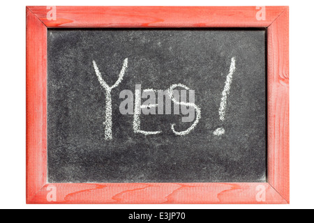 yes exclamation handwritten on isolated vintage blackboard Stock Photo