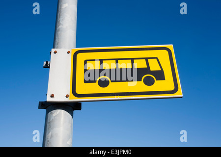 bus stop sign, Finland Stock Photo