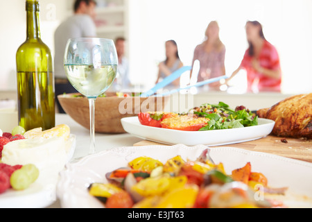 Group Of Friends Having Dinner Party At Home Stock Photo