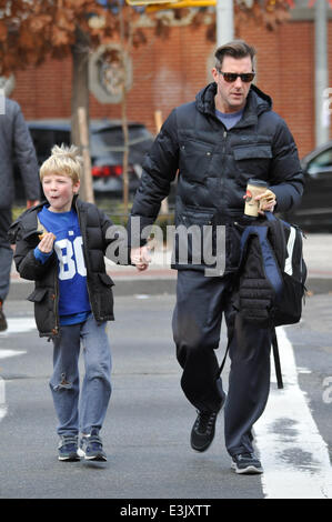 Ed Burns takes his son Finn to school Featuring: Ed Burns,Finn Burns